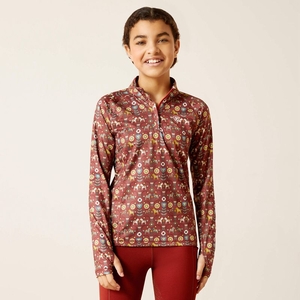 Ariat Lowell 2.0 1/4 Zip Baselayer Rouge Enfant | EZP-90572403