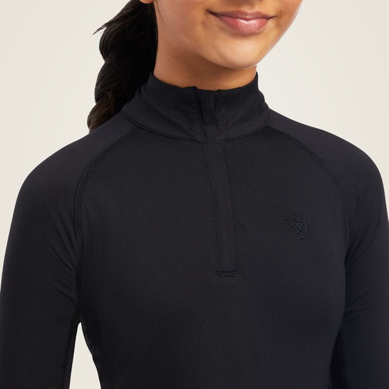 Ariat Lowell 2.0 1/4 Zip Baselayer Noir Enfant | RWJ-85792501