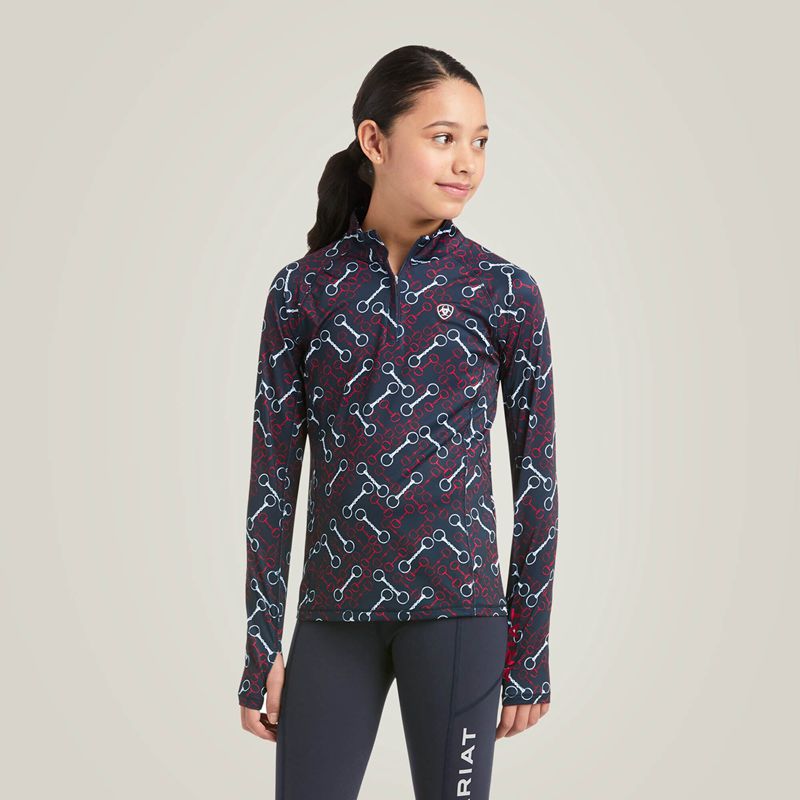 Ariat Lowell 2.0 1/4 Zip Baselayer Team Print Enfant | HPZ-01743870