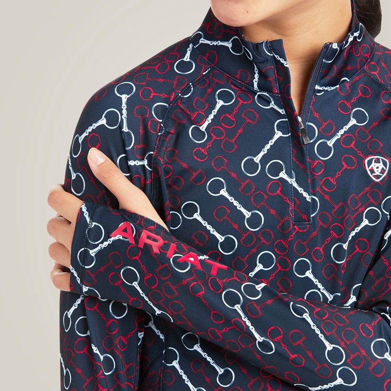 Ariat Lowell 2.0 1/4 Zip Baselayer Team Print Enfant | HPZ-01743870