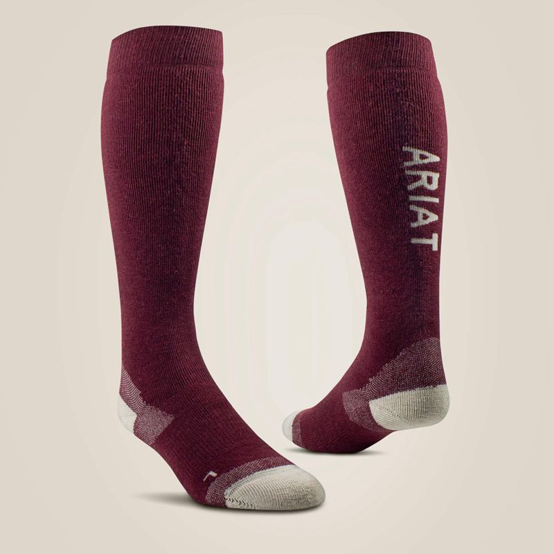 Ariat Country Performance Merino Socks Tawny Port Femme | FKV-26263638