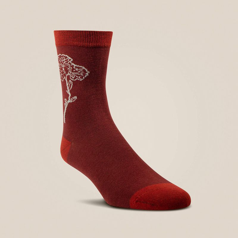 Ariat Charm Crew Socks Burnt Brick Toile Femme | MHF-26969214