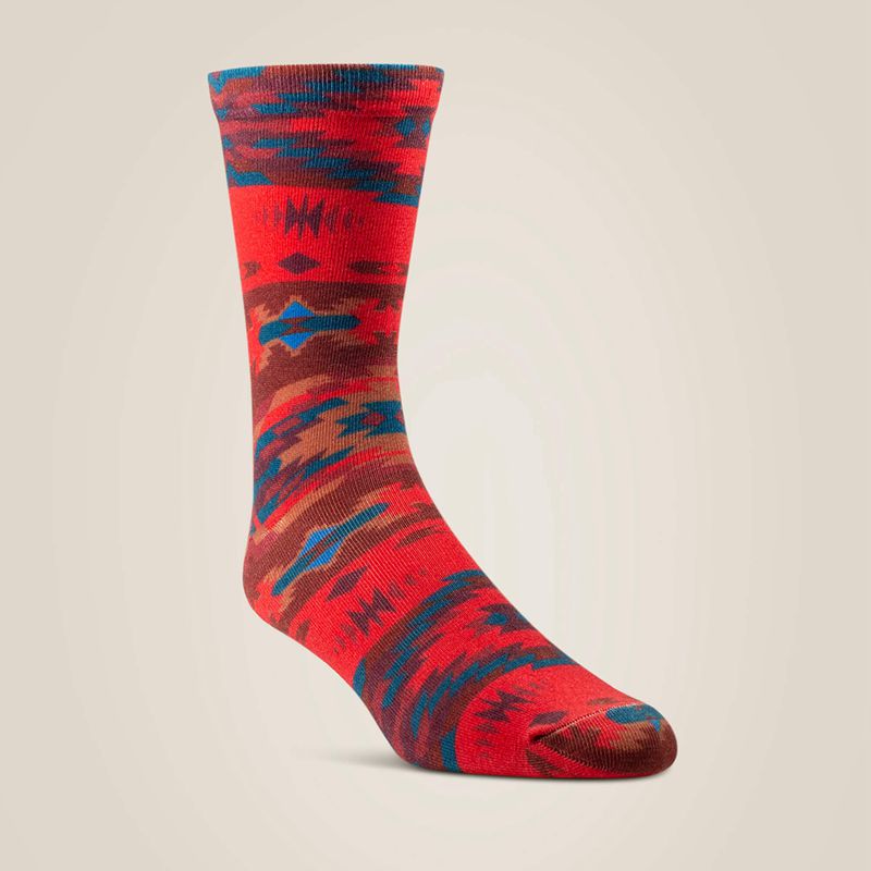 Ariat Adobe Canyon Crew Sock 2 Pair Multi Color Pack Red/Turquoise Femme | UPI-13503217