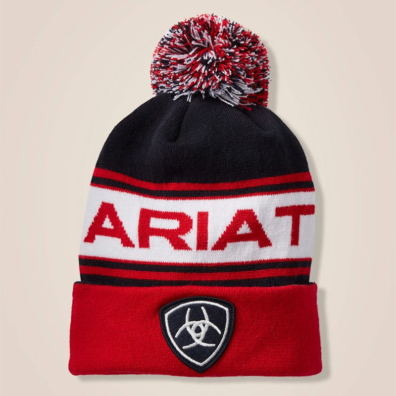 Ariat Team Beanie Navy/Red Femme | OGO-57046879