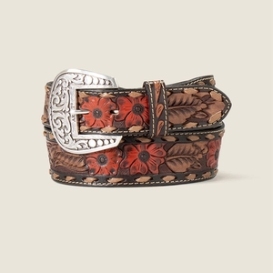 Ariat Flower Tooled Belt Marron Femme | BQL-11290081