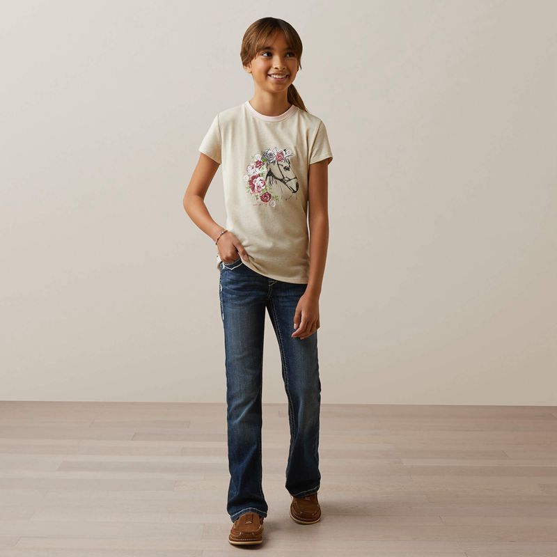 Ariat Flora T-Shirt Oatmeal Heather Enfant | IAI-86631259