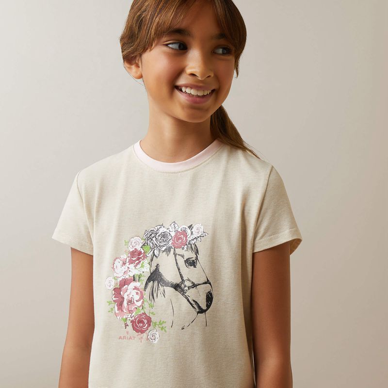 Ariat Flora T-Shirt Oatmeal Heather Enfant | IAI-86631259