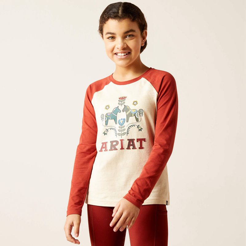 Ariat Dala Horses T-Shirt Oatmeal Heather Enfant | MJX-54654611