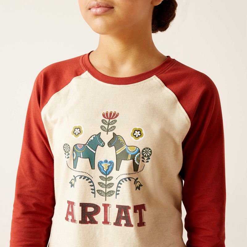 Ariat Dala Horses T-Shirt Oatmeal Heather Enfant | MJX-54654611