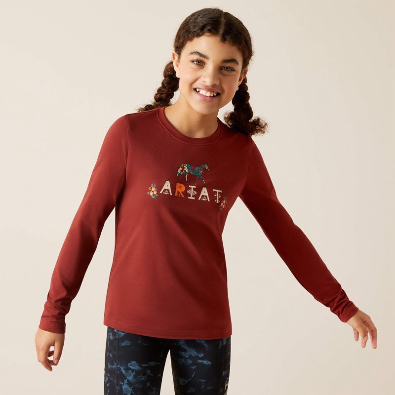 Ariat Blossom Pony T-Shirt Fired Brick Enfant | NKT-23909872