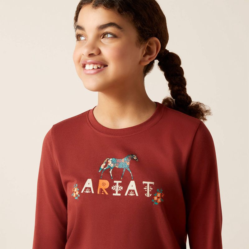 Ariat Blossom Pony T-Shirt Fired Brick Enfant | NKT-23909872