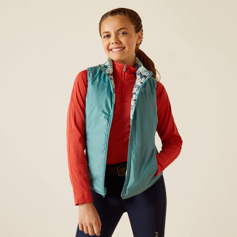 Ariat Bella Reversible Insulated Vest Bleu Enfant | CUJ-55671114