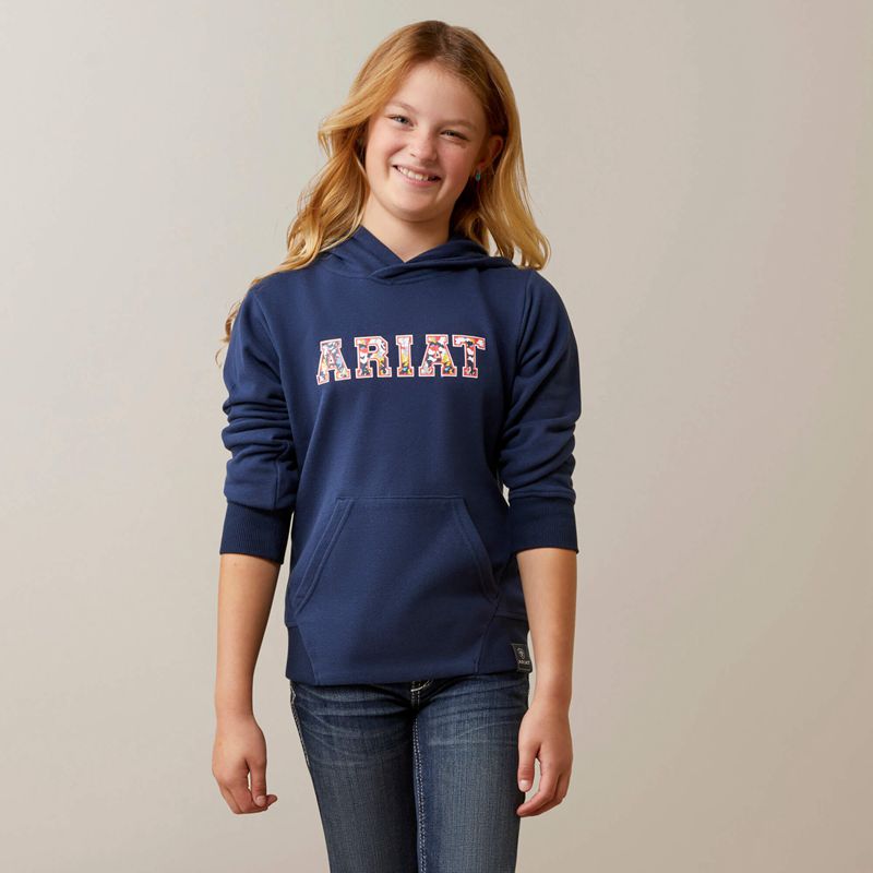 Ariat 3d Logo 2.0 Hoodie Navy/Red Enfant | RUD-95461659