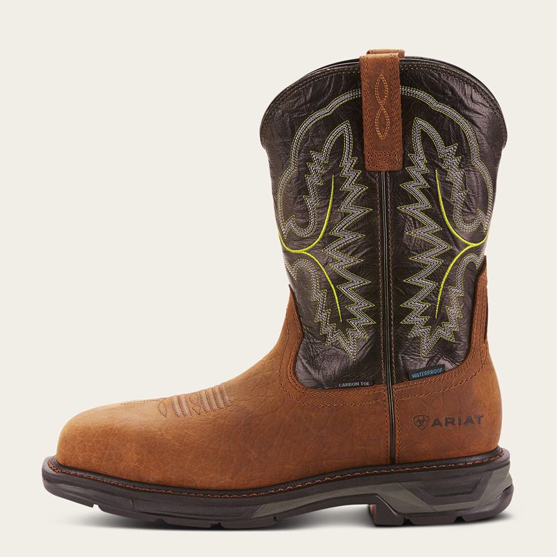 Ariat Workhog Xt Waterproof Carbon Toe Work Boot Tumbled Bark Homme | PJW-45258908