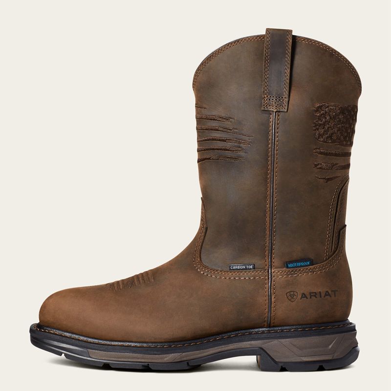 Ariat Workhog Xt Patriot Waterproof Carbon Toe Work Boot Marron Homme | TVT-67424962