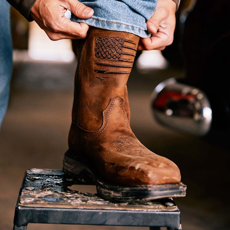 Ariat Workhog Xt Patriot Waterproof Carbon Toe Work Boot Marron Homme | TVT-67424962