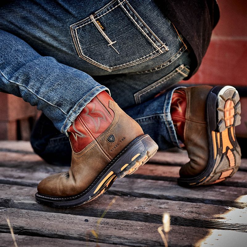 Ariat Workhog Wide Square Toe Steel Toe Work Boot Noir Homme | LEP-10132200