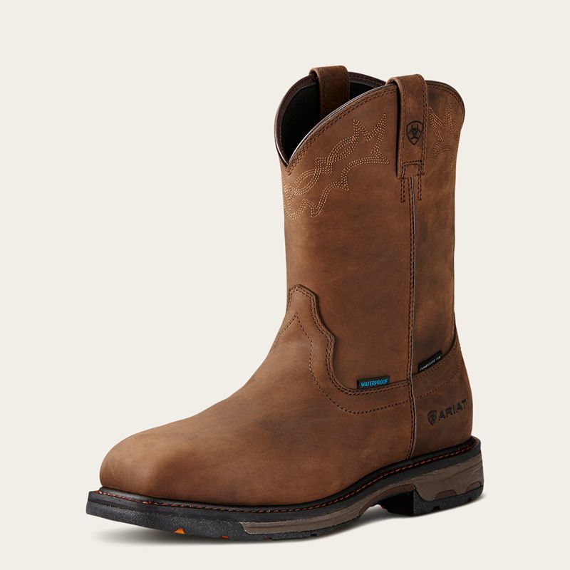 Ariat Workhog Wellington Waterproof Composite Toe Work Boot Marron Homme | FYH-68968337