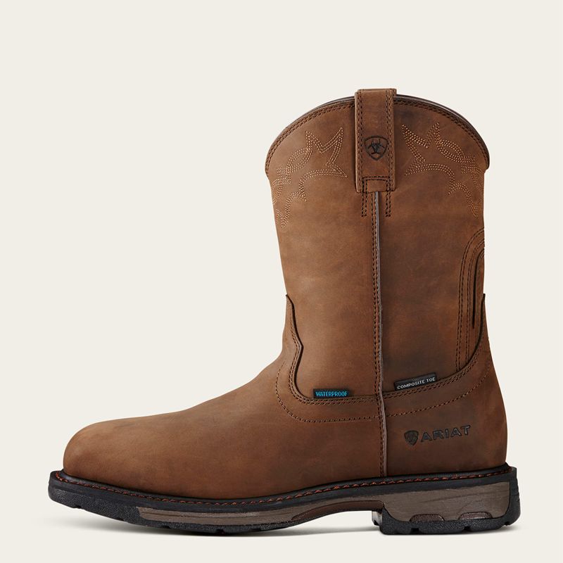 Ariat Workhog Wellington Waterproof Composite Toe Work Boot Marron Homme | FYH-68968337