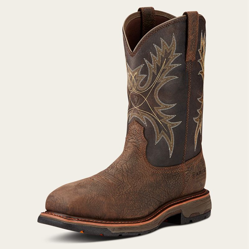 Ariat Workhog Waterproof Composite Toe Work Boot Marron Homme | EYD-03322266