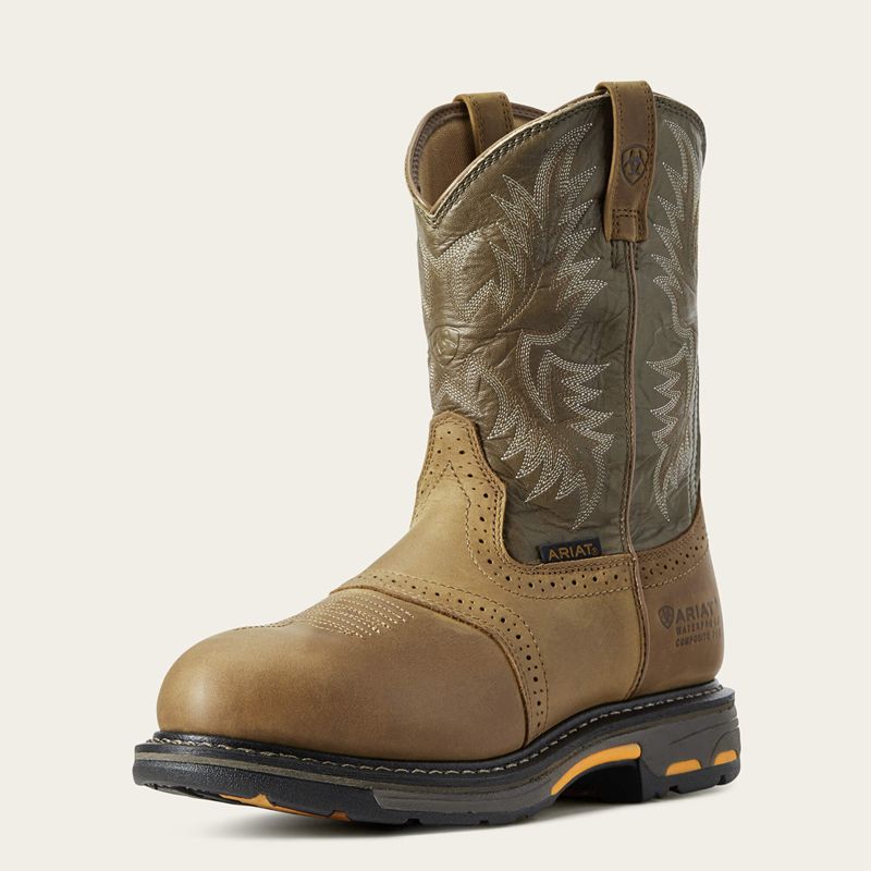 Ariat Workhog Waterproof Composite Toe Work Boot Aged Bark Homme | TFN-44962896