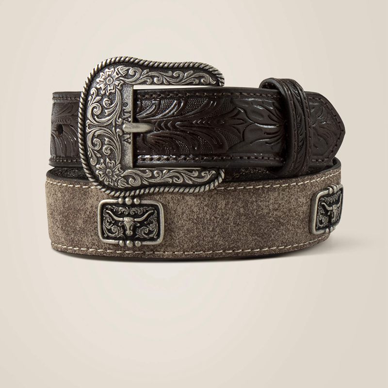 Ariat Longhorn Medallion Belt Marron Enfant | HJK-03505399