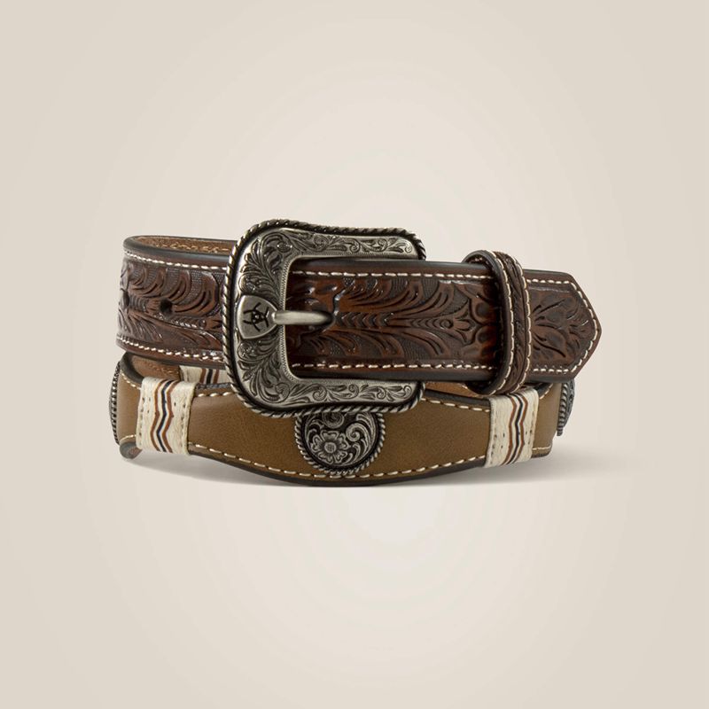 Ariat Floral Medallion Zigzag Wrap Belt Marron Enfant | EFZ-19866757