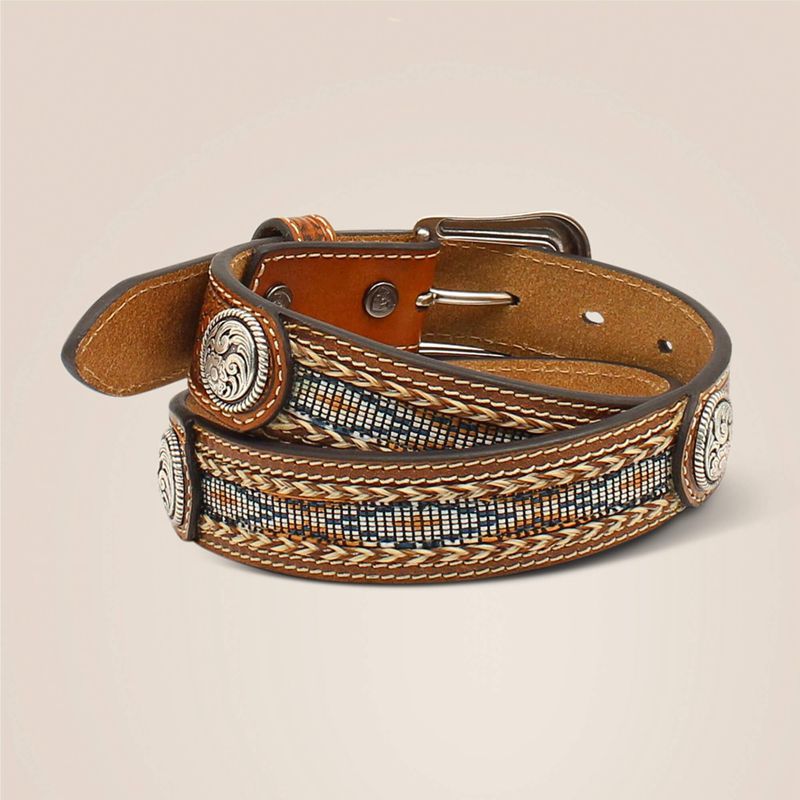 Ariat Beaded Tooled Belt Marron Enfant | OJZ-32476105