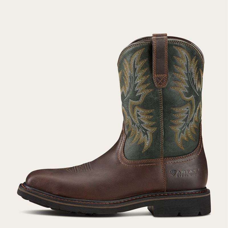 Ariat Sierra Wide Square Toe Steel Toe Work Boot Marron Foncé Homme | YET-78011390