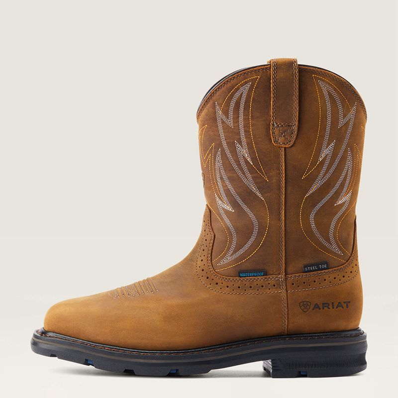 Ariat Sierra Shock Shield Waterproof Steel Toe Work Boot Marron Homme | NLA-17928148