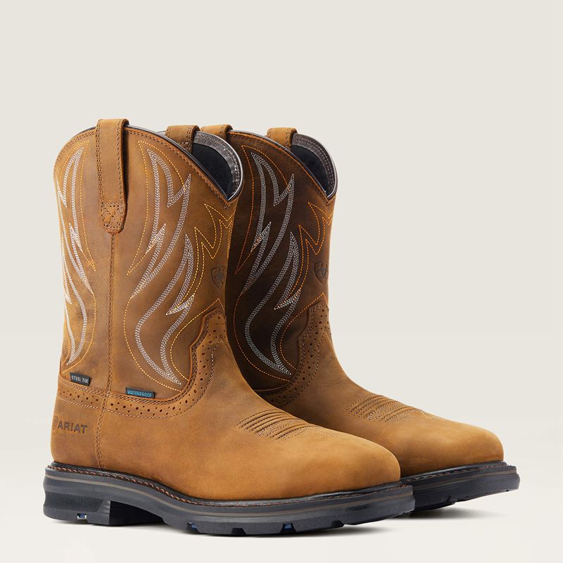 Ariat Sierra Shock Shield Waterproof Steel Toe Work Boot Marron Homme | NLA-17928148