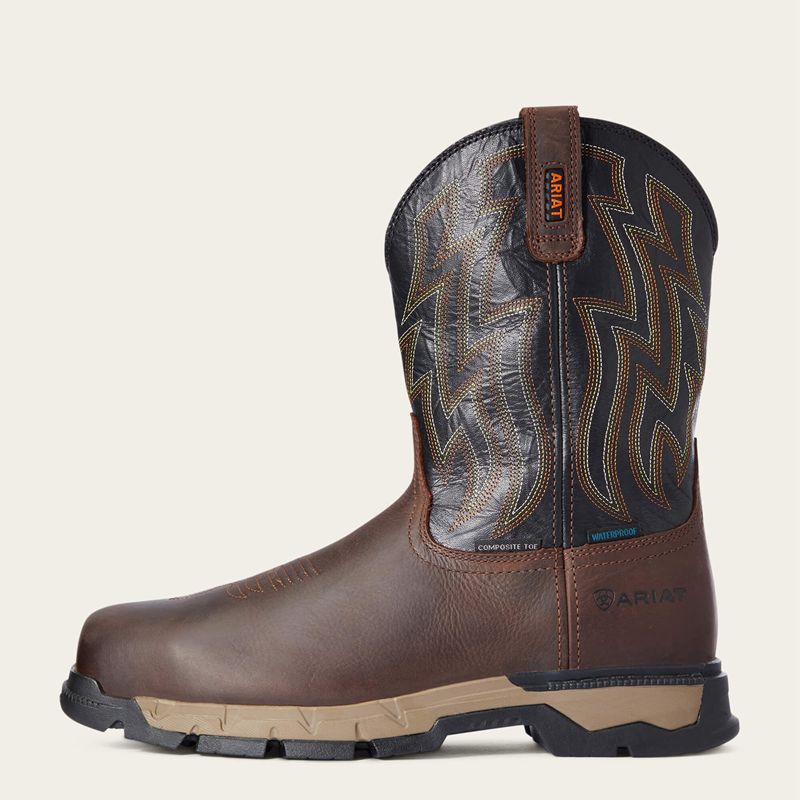 Ariat Rebar Flex Western Waterproof Composite Toe Work Boot Marron Foncé Homme | RUH-50848404