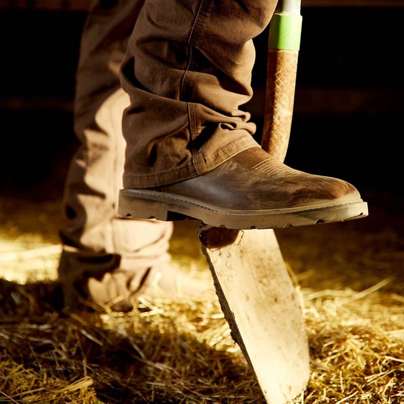 Ariat Groundwork Wide Square Toe Steel Toe Work Boot Marron Homme | MYK-13895865