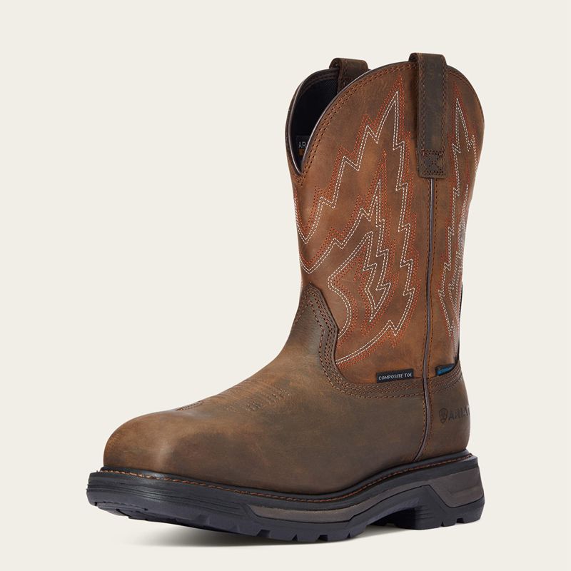 Ariat Big Rig Waterproof Composite Toe Work Boot Marron Foncé Homme | GJJ-82902973