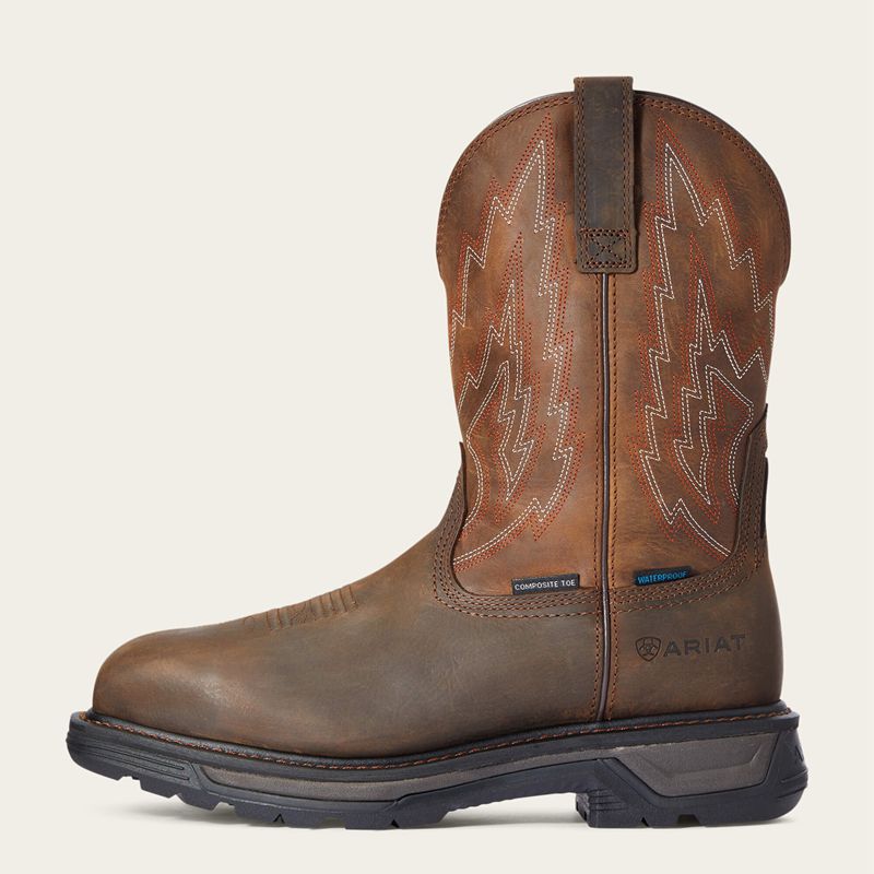 Ariat Big Rig Waterproof Composite Toe Work Boot Marron Foncé Homme | GJJ-82902973