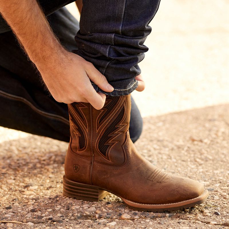 Ariat Hybrid Venttek Western Boot Distressed Tan Homme | ZON-49999133