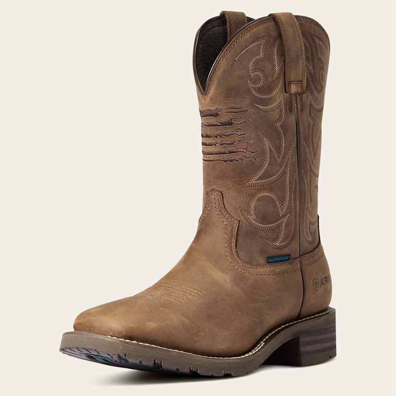 Ariat Hybrid Patriot Waterproof Western Boot Marron Homme | IXW-89053813