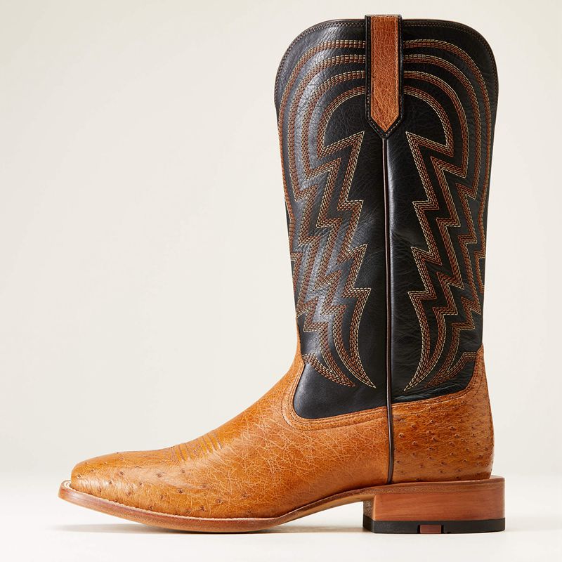 Ariat Haywire Cowboy Boot Antique Tan Smooth Quill Ostri Homme | FNF-11708529