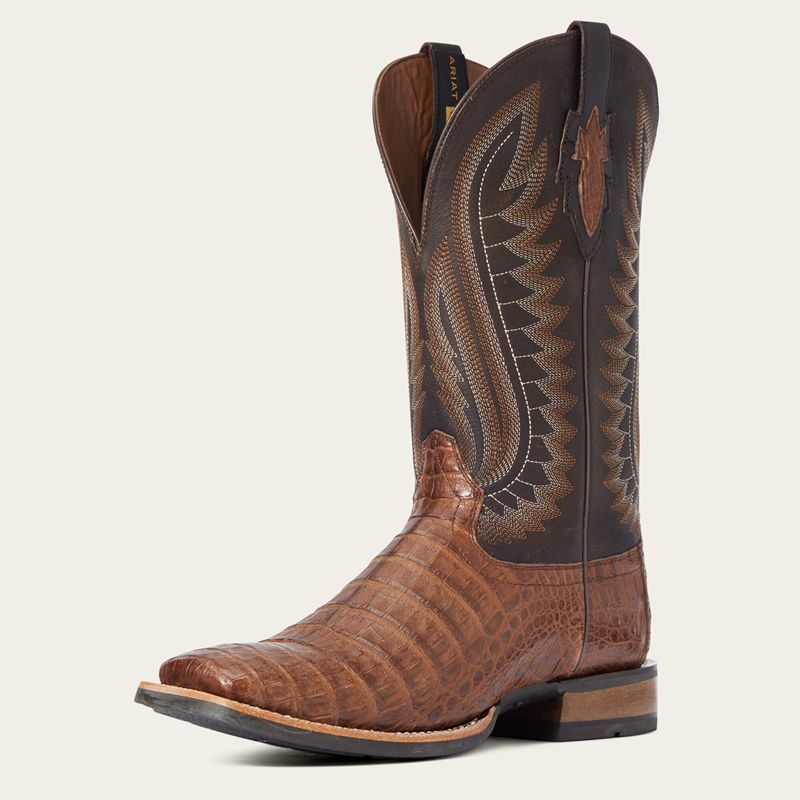 Ariat Double Down Western Boot Caramel Caiman Belly Homme | QEQ-63225459