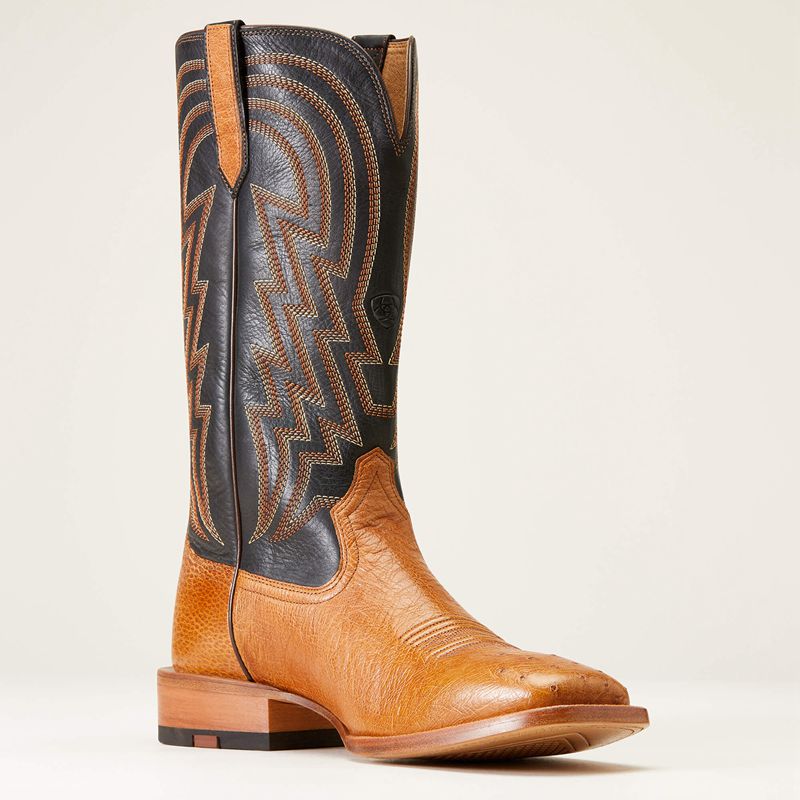 Ariat Haywire Cowboy Boot Antique Tan Smooth Quill Ostri Homme | FNF-11708529