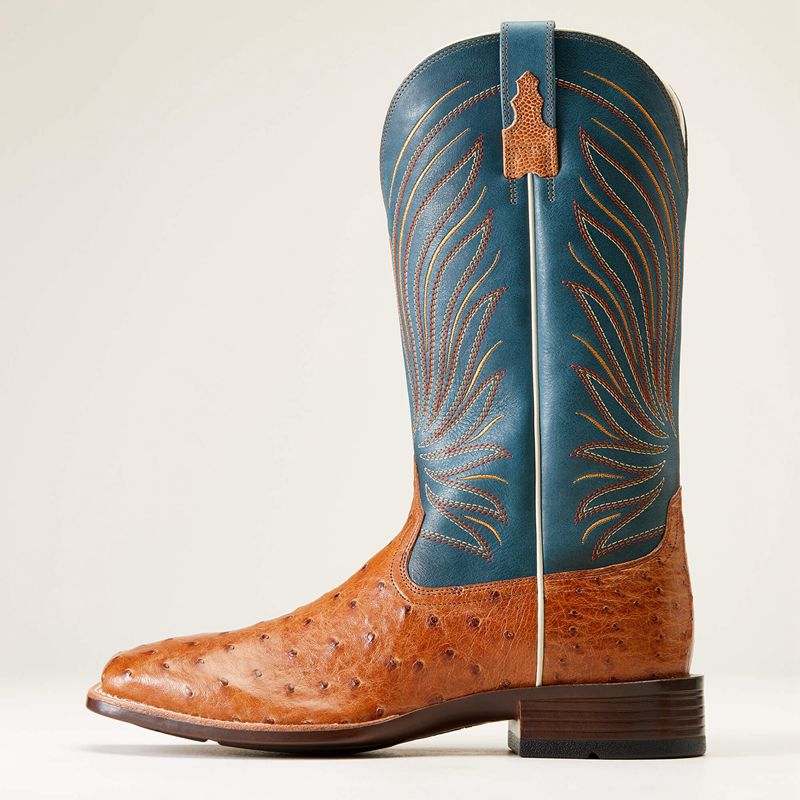 Ariat Brandin' Ultra Western Boot Antique Tan Full Quill Ostrich Homme | VLP-47932995