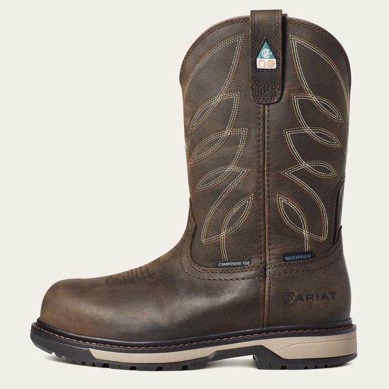 Ariat Riveter Csa Waterproof Composite Toe Work Boot Marron Foncé Femme | XJB-69484753