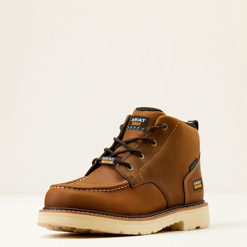 Ariat Rebar Lift Chukka Waterproof Work Boot Marron Homme | PES-92028625