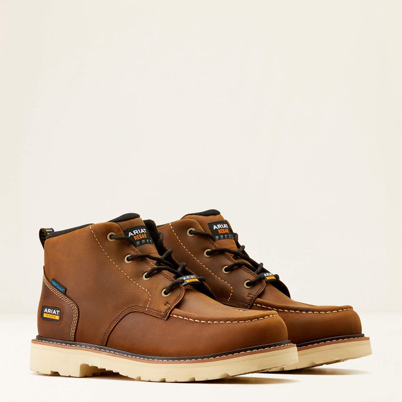 Ariat Rebar Lift Chukka Waterproof Work Boot Marron Homme | PES-92028625