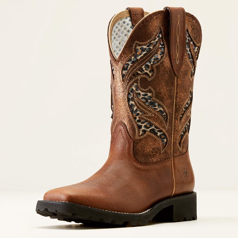 Ariat Unbridled Rancher Venttek Western Boot Hickory Smoke/Copper Metallic Femme | JQW-22333878