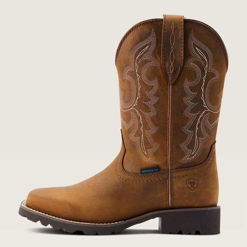 Ariat Unbridled Rancher Waterproof Western Boot Oily Distressed Tan Femme | TNP-54294581