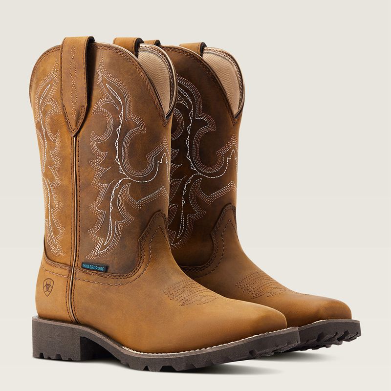 Ariat Unbridled Rancher Waterproof Western Boot Oily Distressed Tan Femme | TNP-54294581