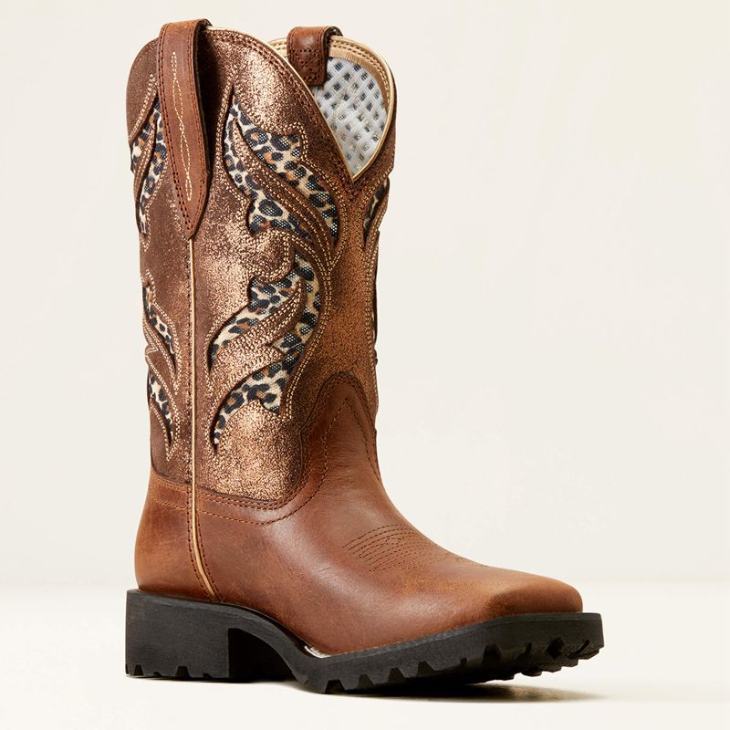 Ariat Unbridled Rancher Venttek Western Boot Hickory Smoke/Copper Metallic Femme | JQW-22333878