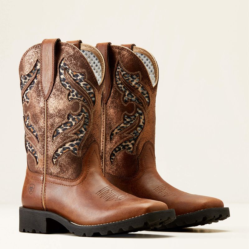 Ariat Unbridled Rancher Venttek Western Boot Hickory Smoke/Copper Metallic Femme | JQW-22333878