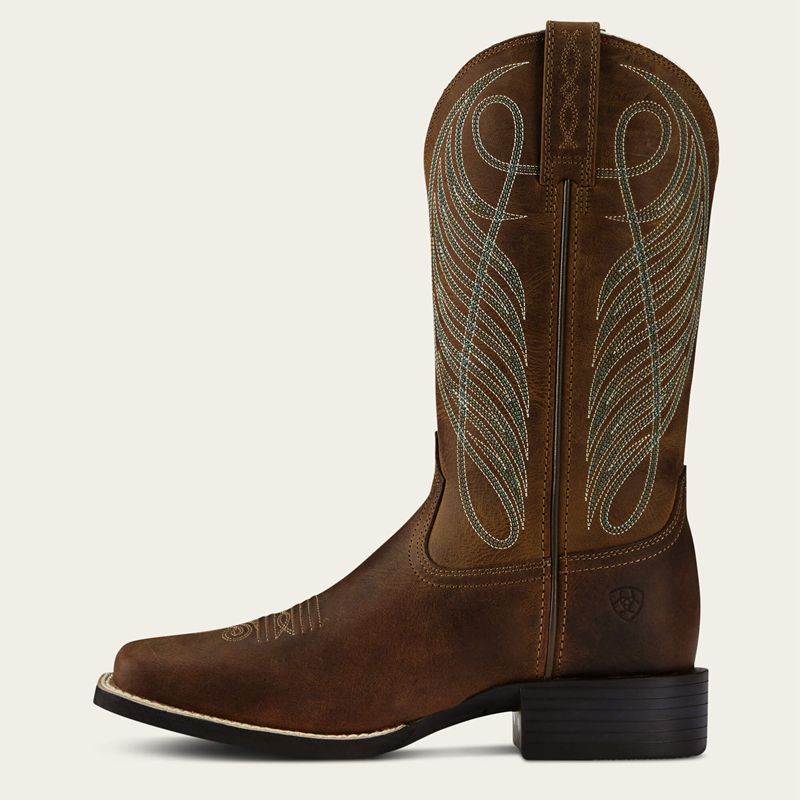 Ariat Round Up Wide Square Toe Western Boot Marron Femme | AME-39354896